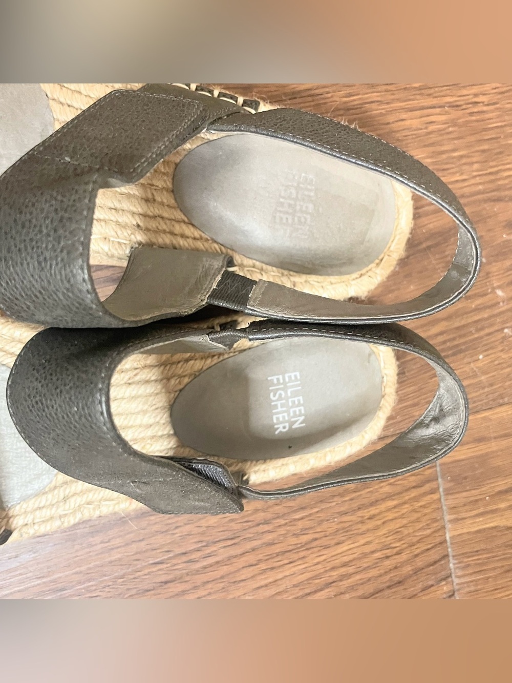 Eileen Fisher Max Bronze Leather Espadrille Sandals Size 8.5 - Picture 8 of 11